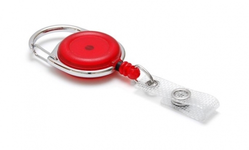 1461076- Zip rétractable Rouge Translucide avec accroche ceinture