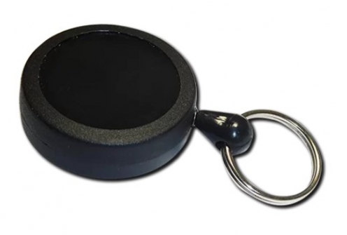AC217B-RG-BK - Enrouleur de Badge Yo-Yo Premium avec Anneau Porte-Clés (Noir) - Sangle de 70 cm 