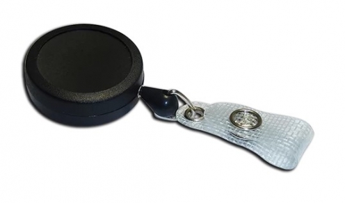 AC217B-ST-BK - Enrouleur de Badge Yo-Yo Premium avec Sangle (Noir) - Sangle de 70 cm 