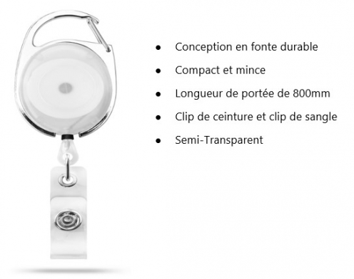 AC217D-ST-CL - Zip rétractable Blanc Translucide avec accroche ceinture - Vue 3