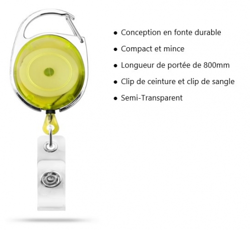 AC217D-ST-YL - Zip rétractable Jaune Translucide avec accroche ceinture - Vue 3