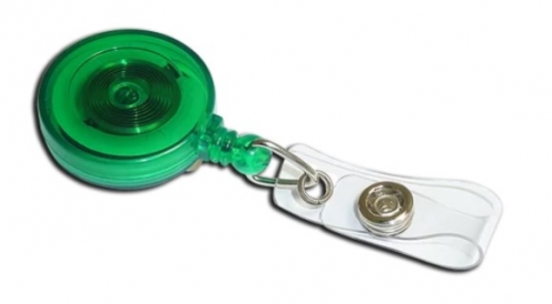 AC217E-ST-GR - Enrouleur de Badge Yo -Yo Jazz Vert Translucide avec Sangle - Pack de 100