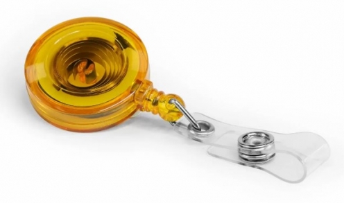 AC217E-ST-OR - Enrouleur de Badge Yo-Yo Jazz Orange Translucide  avec Sangle - Pack de 100