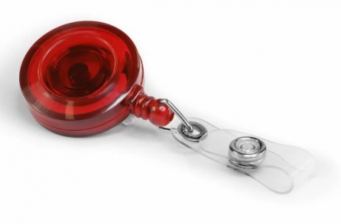AC217E-ST-RD - Enrouleur de Badge Yo -Yo Jazz Rouge Translucide avec Sangle - Pack de 100 