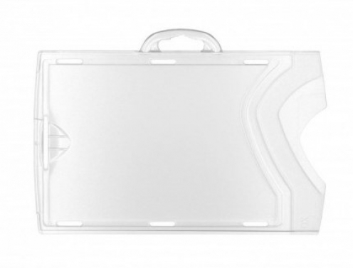 1454256 - Porte-badges rigide 86x54mm avec 1 face aspect cristal / 1 face aspect dépoli  - horizontal