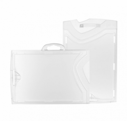 1454256 - Porte-badges rigide 86x54mm avec 1 face aspect cristal / 1 face aspect dépoli  - horizontal - Vue 2