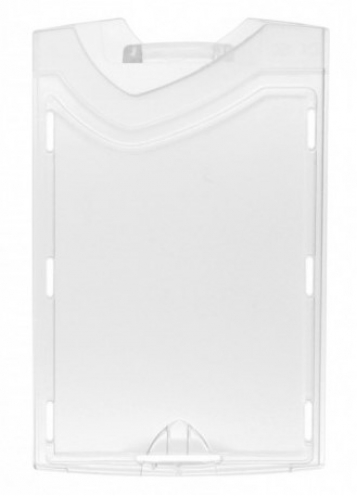 1454257 - Porte-badges rigide 86x54 avec 1 aspect cristal / 1 aspect dépoli - Vertical