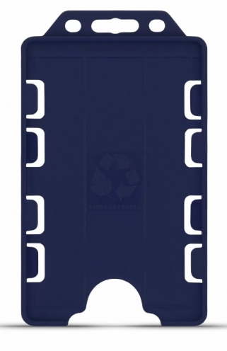 YA302-P-NB(D) - Porte-badge Bleu Marine Biodégradable Bulldog  86x54 - DOUBLE FACE