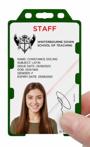 YA302-P-GR(D) - Porte-badge Vert Biodégradable Bulldog 86x54 - DOUBLE FACE - Vue 2