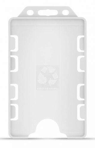 YA302-P-N(D) - Porte-badge Transparent Givré Biodégradable Bulldog Face Ouverte  86x54 - DOUBLE FACE