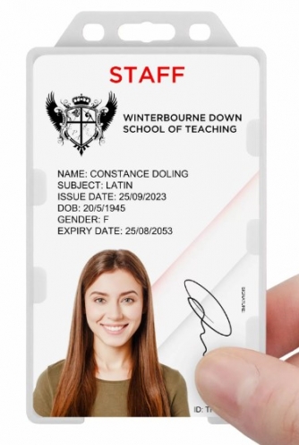 YA302-P-N(D) - Porte-badge Transparent Givré Biodégradable Bulldog Face Ouverte  86x54 - DOUBLE FACE - Vue 2