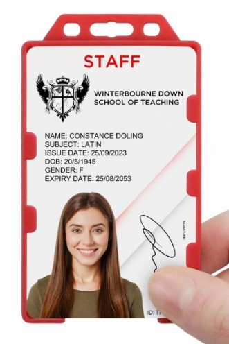 YA302-P-RD(D) - Porte-badge Rouge Biodégradable Bulldog 86x54 - DOUBLE FACE - Vue 2