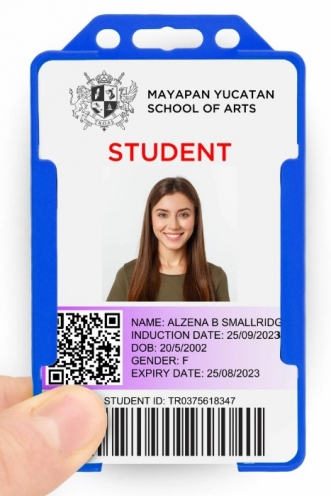 YA302-P-SB-AM - Porte-Badge Bleu Ciel Antimicrobien Bulldog 86x54 perforation oblongue 2 rondes - 1 FACE  - Vue 2