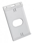 YA306-P - Porte-Badge Crystal avec Fente d'Éjection - Format Portrait - Perforation oblongue 2 rondes