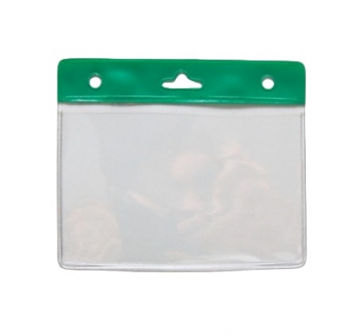 1453055 - Porte-badges souple 86x54 perforation 1 oblongue clip 2 rondes chaînette cordon