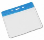 YA301-L-RB - Porte-Badge Souple en Vinyle Bleu horizontale 86 x 54 2 rond 1 oblongue