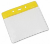 YA301-L-YL - Porte-Badge Souple en Vinyle Jaune horizontale 86 x 54 2 rond 1 oblongue