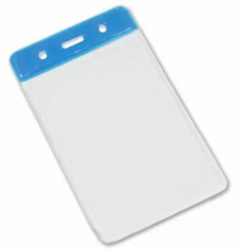 YA301-P-RB - Porte-badges Bleu souple 86x54 perforation oblongue  