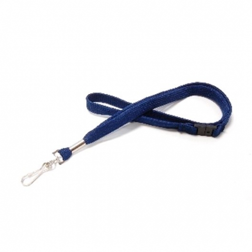 PB-CPS7-P103 - Tour de cou Bleu marine Mousqueton plastique et rupture sécuritaire Bague métal