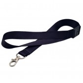 Cordon tour de cou sécurisé 20 mm aspect satin avec crochet métal noir