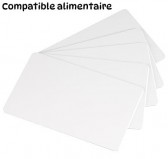 800050-167 - Carte PVC Zebra Blanc Brillant CR80 (Lot de 500) Compatible Alimentaire