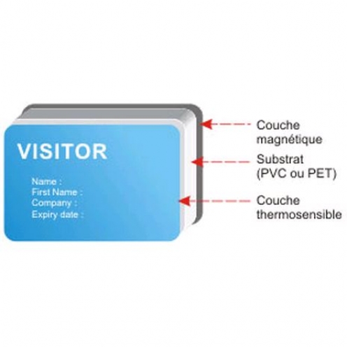 Carte PVC Blanche 0.76mm réinscriptible noire Evolis