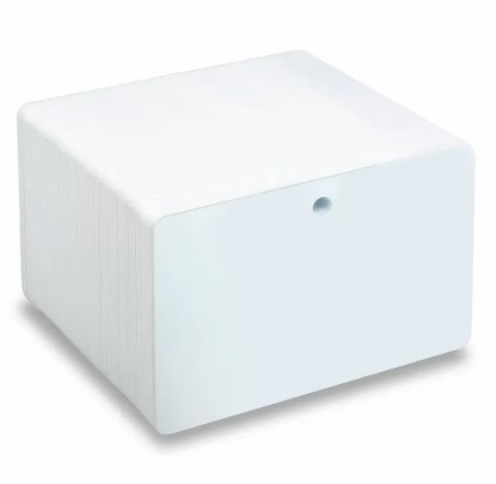 Carte PVC Blanche 0.76mm avec perforation ronde horizontale