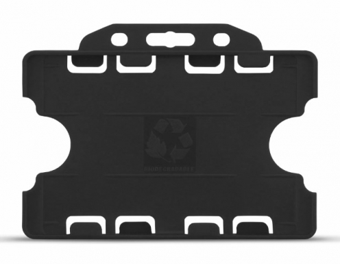 YA302-L-BK(D) - Porte-Badge Noir Biodégradable Bulldog - Double Face