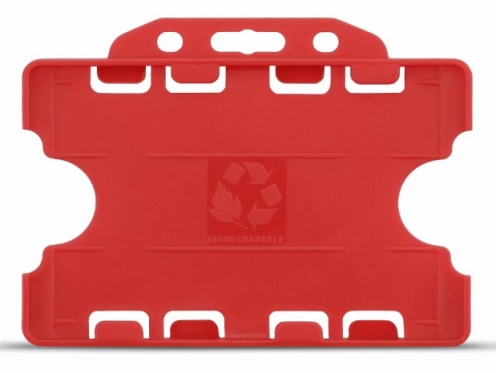 YA302-L-RD(D) - Porte-Badge Rouge Biodégradable Bulldog - Double Face