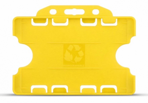 YA302-L-YL(D) - Porte-Badge Jaune Biodégradable Bulldog - Double Face 