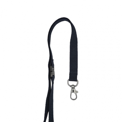 Cordon tour de cou sécurisé écologique 15 mm avec attache en métal sans nickel – Noir - Vue 2