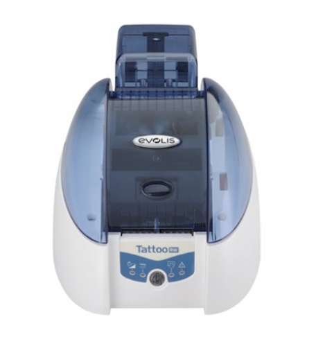 TTR201BBH-00HS - Evolis Tattoo2 RW, 1 face, 12 pts/mm (300 dpi), USB, Ethernet, sans contact, blanc, bleu