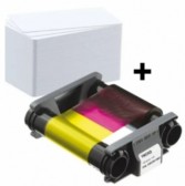 CBGP0001C  Kit 100 cartes 0.76mm + 1 ruban couleur 100 faces Badgy 2 (YMCKO)